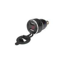 12V-24V 4.2A Voltmètre Rouge Moto Double Chargeur usb Din Socket pour Bmw Moto - Noir - Sollbry