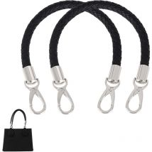 2 Pièces Anse pour Sac à Main Cuir Bandouliere Sac Noire Sangle Sac Bandouliere en Métal Crochets Pivotants,Poignee Cuir Bandoulière Accessoires pour