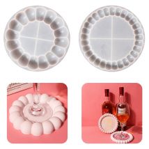 2 PièCes Silicone Moules,Bubble Tray Moule Dessous-De-Plat En Silicone Moules En RéSine éPoxy Plateau Plateau Vessie Ronde Pour Resin Art Moules