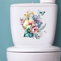 2 Sets Stickers Abattant wc Autocollants Amovibles pour Abattant de wc Motif Papillons et Fleurs - Sollbry