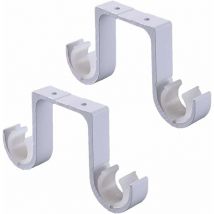2 Support de plafond Support blanc Support de tringle à rideau double Support de tringle à rideau en aluminium - Sollbry