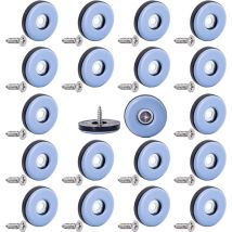 Sollbry - 20 Stück 22 mm Teflon-Möbelgleiter für Stuhlbeine, Bodenschoner, bewegliche PTFE-Möbelgleiter mit Schrauben für Teppich-, Fliesen- und