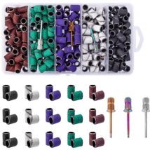 250Pcs Embouts Ponceuse Manchons Ongle Bande de Ponçage Professionnelle 80 120 180 240 Grain Bandes Abrasives Ongles Embout Ponçage Emeri avec 3