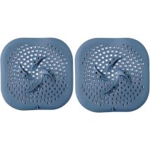Sollbry 2er-Pack Abflussschutz aus Silikon mit Saugnapf, Abflusssieb, Haarfänger, Filter für Badezimmer, Badewanne, Küche (blau)