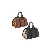 Sollbry - 2er-Pack Brennholz-Tragetasche – Tragetasche aus gewachstem Segeltuch, extra groß, wasserabweisend, tragbar für Brennholzofen, drinnen und