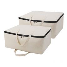 2er-Set, atmungsaktive weiche Aufbewahrungstasche mit Griffen, Beige (70 x 55 x 30 cm) - Sollbry