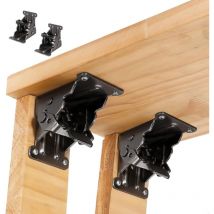 Sollbry - 2Pcs Folding Support Bracket, Self-Locking Hinges, Folding Furniture Flap Leg Hinge, Folding Support Leg and Brace Fittings, for Table, Bed
