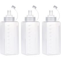 3 Pcs Bouteille à Condiments, Transparent Bouteille de Sauce, Large Bouche Presser Les Bouteilles, Flacon Souple en Plastique pour la Peinture, la