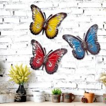 Sollbry - 3 Pièces Métal Papillon Métal Papillon Décorations Murales Métal Papillon Mur Art Métal Papillon Jardin Décoration Murale pour Jardin Cour