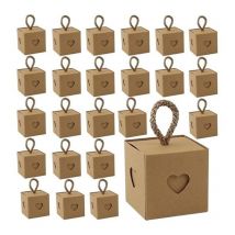 Sollbry - 30 pièces Emballage Cadeau Boite, Boite Dragees Mariage, Boite Cadeau Carton, Mini Coeur Kraft Emballage Cadeau Boite pour Chocolat,