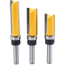 Sollbry - 3Pcs 8mm Tige Fraise à Affleurer, Fraise à araser Fraise à Copier Avec Roulement Supérieur, Outils de Fraisage de Menuiserie