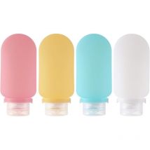 Sollbry - 4 Pièces Contenant Voyage 90ml, Kit Flacon de Voyage Produit Toilette en Silicone Bouteille Voyage, Voyage Accessoires Rechargeable pour