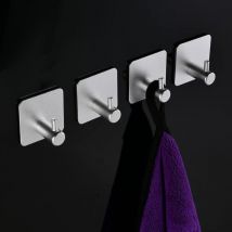 4 Pièces Crochet Adhesif Mural, Poids Lourd Aluminium Solide Accroche, Crochet Adhésif Mural de Salle de Bains, Auto-Adhesif sans Percer Hook pour