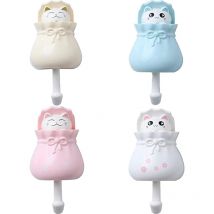 Sollbry - 4 Pièces Crochets Muraux pour Animaux,Crochet Adhésif pour Enfants,Crochet Porte-Serviettes pour Enfants, Crochets Adhésifs Décoratifs pour