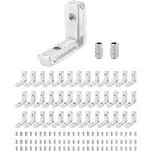 Sollbry - 40 Pieces T-Slot Corner Brace, with 80 Screws, for 3030 Aluminum Profile 8mm Slot, M6