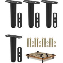 Sollbry - 4PCS Pieds pour Sommier à Lattes, Pied de Lit Robuste Réglable 18-33 cm (Noir Mat)