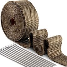 50MM Titanium Magma Bande Isolant Thermique Céramique10M + 10 pièces D'attache de 30CM en acier inoxydable pour Tuyeau Manifold - Sollbry