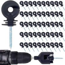 Sollbry - 50pcs Isolateurs de clôture électrique à vis, poteaux de clôture électrique, poteaux de clôture électrique pour poteaux en bois, protection