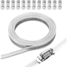 Sollbry - 5M Colliers de serrage, colliers de serrage en acier inoxydable 304 Colliers de serrage réglables Colliers de serrage en acier inoxydable