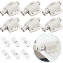 6 pcs Loqueteau Magnétique à Pression Loquet Aimanté en Plastique Loquet Magnétique à Fermeture Douce pour Porte Cabinet Tiroir Placard Coulissante
