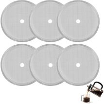 6 Pièces Filtres à Tamis de Rechange pour Presse Française 1 l, Filtre Cafe, Filtres de Rechange en Acier Inoxydable pour Cafetière Française