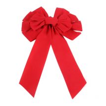 Sollbry 6 Pièces Grand Noeud Rouge en Velours Noeuds de Noël Noeuds Suspendus de Vacances de Noël pour Décoration de Couronnes de Noël ou Topper
