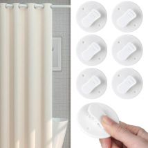 Sollbry 6 pièces Protection Anti-éclaboussures Clips,Clips de Rideaux Auto-agrippants,Clips Autocollants pour Rideaux de Douche,Clips pour Rideaux de