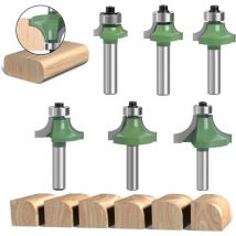 6er-Set Holzfräser 8 mm, Viertelrundfräser mit 8 mm Schaft, Holzfräser, abgerundeter Nutfräser für Holzbearbeitung - Sollbry