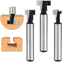 6mm Fraise en Rainure en t, Routeur à Rainure en t Forme Routeur Bits, 3Pcs (7.93/9.52/12.7mm) Queue de fraise avec Lame Fraises à Bois Pour Outils