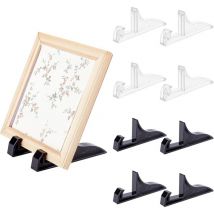 8PCS Supports de chevalet de Cadre Photo en Plastique, 2 Couleurs Supports de Plaque Noirs et Transparents Support d'affichage d'image pour Photo,