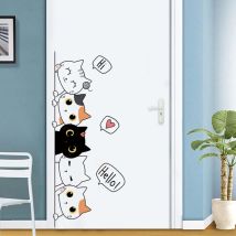 Autocollant Cartoon Stickers Chat, Autocollant Mural Animaux Peints, Enfants Autocollants Chambre Cartoon Pattern Bedroom Wall Sticker Children's