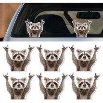 Autocollant Voiture, 6 Pcs Petit Raton Laveur Stickers Voiture, Sticker Voiture Exterieur Raton Laveur Autocollant Voiture Humour, Deco Voiture