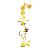 Autocollants muraux miroir en acrylique en forme de vigne de fleur, autocollant mural élégant avec miroir, décoration murale pour la maison, le