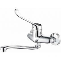 Sollbry - Bari - Mitigeur de Lavabo avec Poignée Médicale, Robinet de Salle de Bain pmr, Chrome, Argent