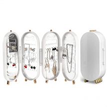 Sollbry - Boîte de rangement pliable pour boucles d'oreilles, boîte à bijoux à 4 couches anti-poussière pour boucles d'oreilles et colliers, adaptée