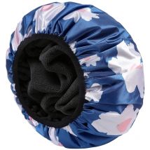 Sollbry Bonnets de douche doublés en tissu éponge pour femmes, bonnets de douche réutilisables à triple couche pour cheveux longs et épais, bonnets