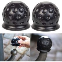 Cache boule d'attelage, lot de 2, pour attelages à boule jusqu'à 50 mm de diamètre, cache d'attelage résistant à l'usure et à la saleté, noir, cache