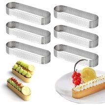 Sollbry - Cercle à Tarte Anneau à Tarte de Pâtisserie, Lot de 6 Moule Tartelette en Acier Inoxydable en Ovale Forme, Résistants à la Chaleur,