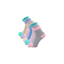 Chaussettes à orteils pour femmes Chaussettes à cinq doigts en coton rayé mignon Chaussettes de course athlétiques pour filles (5 paires) - Sollbry