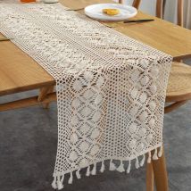 Chemin de table en macramé rectangulaire, dentelle au crochet, élégante nappe en maille pour rustique, crochet, style bohème, vintage, maison de
