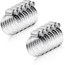 Collier de Serrage Réglables 10 Pièces Collier de Serrage Métallique 16-25mm Collier de Serrage Inox pour Gaine Hotte Tuyau D'échappement Ventilateur