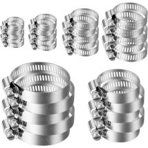 Collier de Serrage Tuyau, 30PCS Collier Serrage Inox 304, 6-51mm Réglable, Colliers de Serrage Métallique, Collier Durite pour Famille Tuyau D'eau,