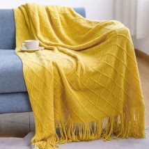 Couverture Tricotée Franges Jetés De Lit Couleur Solide Plaids Nordique Chaud Jeté Tapis à La Mode Doux Couverture Jeté De Canapé Couvre-Lit