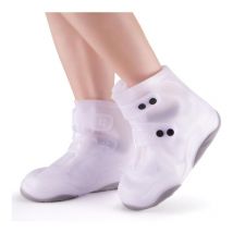 Couvre-chaussures imperméables réutilisables (37-39, blanc court), couvre-chaussures de pluie moto, pluie, neige et boue - Sollbry