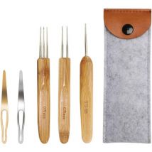 Sollbry - Crochets pour Dreadlocks Lot de 6 D'Ensemble de Crochet Dreadlock Crochets en Bambou pour Dreadlocks Outils de Crochet Dreadlocks Crochet