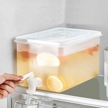 Distributeur De Boissons avec Robinet, Distributeur Eau Frigo, Distributeur d'eau en Plastique avec Couvercle,Transparent, pour Fêtes, Mariages,