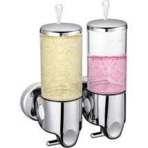 Distributeur de savon double flacon de 1000 ml distributeur de savon mural manuel - 25,1 x 22,7 x 10,7 cm - Sollbry