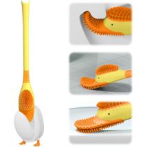 Sollbry - Diving Duck - Brosse wc - Nettoyage en profondeur - Avec nettoyant pour les bords - En silicone - Avec support - Pour salle de bain ou wc
