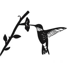 Sollbry - d'oiseau en métal - Noir en Fer forgé Oiseau Oiseaux sur la Branche, Colibri Wall Art déco pour la Maison Jardin Cour Patio extérieur