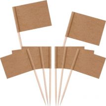Drapeau des Cure-Dents Papier Kraft,100 pcs Marqueurs de Fromage Marqueurs de Gâteau Etiquettes de Fromage Papier Kraft pour la Fête de Mariage Noël
